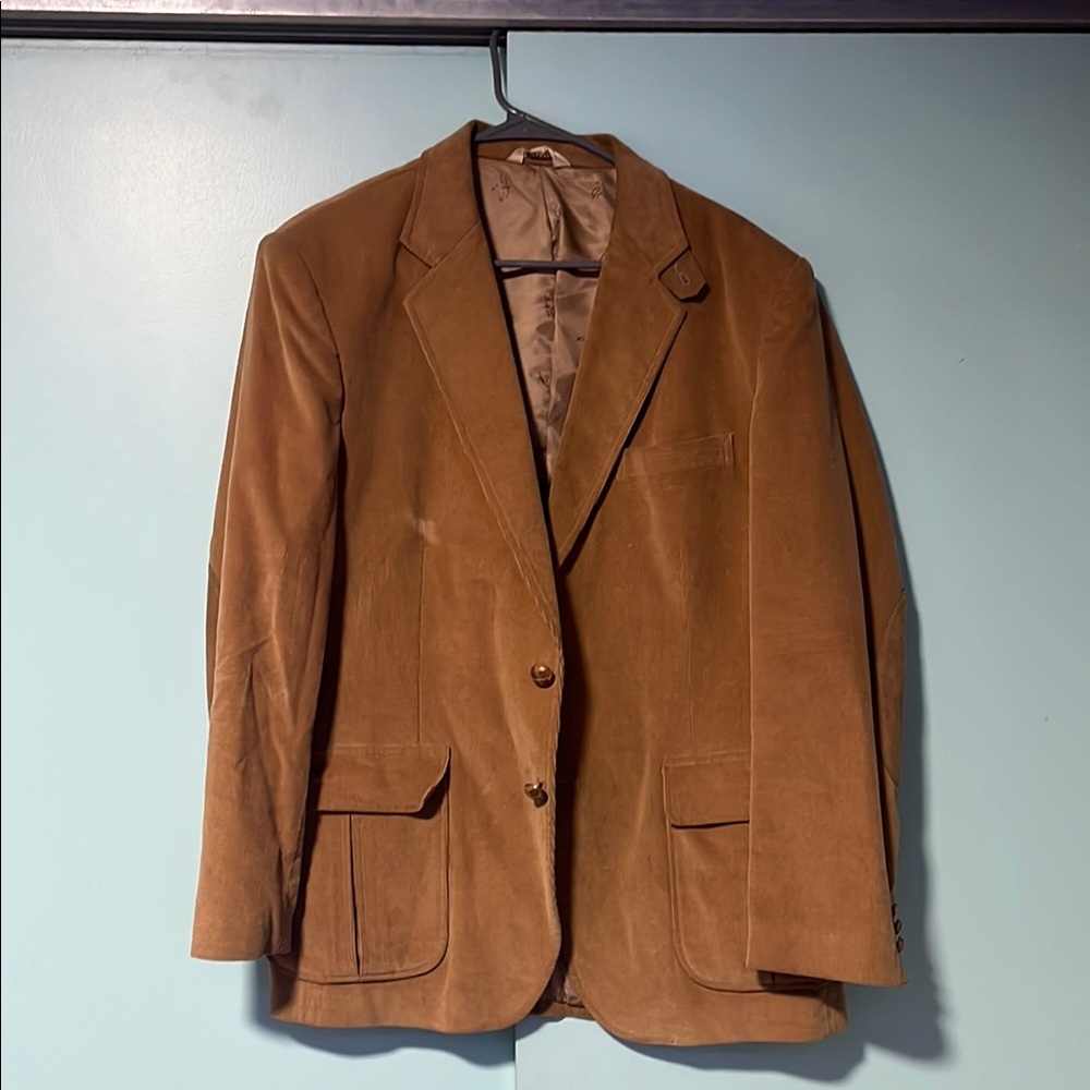 Tan Suede Blazer with Notched Lapels